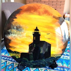 Painted Lighthouse on Oregon Myrtlewood